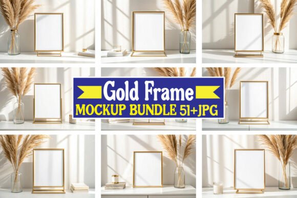 Download Gold Frame Mockup Bundle 08 - Frame mockup Collection