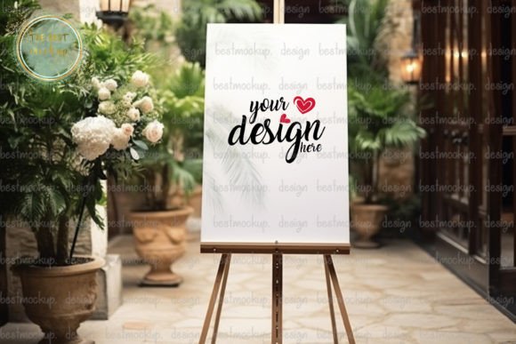 Download Wedding Blank Easel in Garden Mockup - Garden mockup Collection