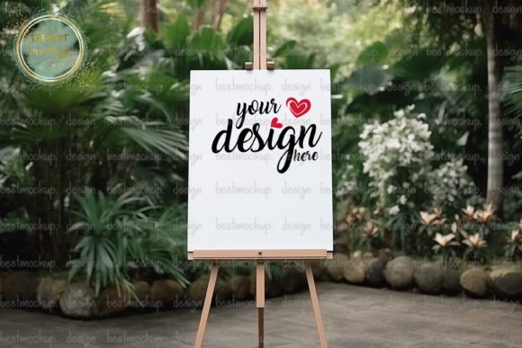 Download Wedding Easel in Greenery Garden Mockup - Garden mockup Collection