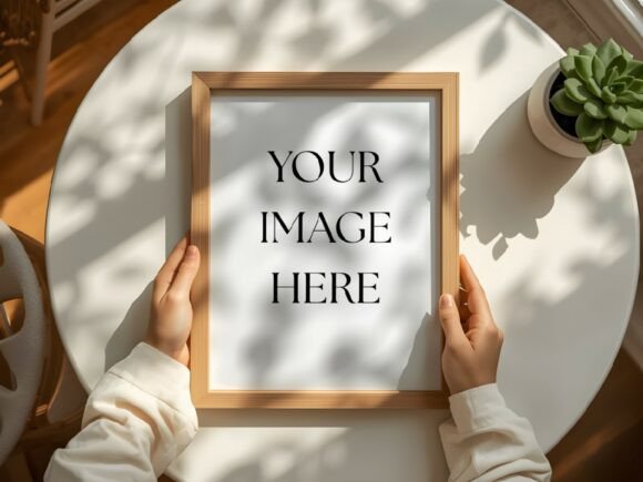 Download Flat Lay Hands Holding Frame Mockup - Frame mockup Collection