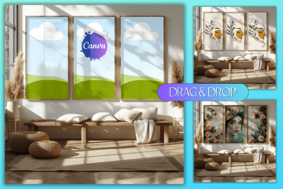Download Set of 3 Frame Mockup Canva Template - Frame mockup Collection