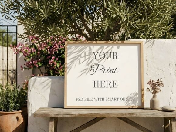 Download Outdoor Horizontal Frame Mockup Olive - Frame mockup Collection