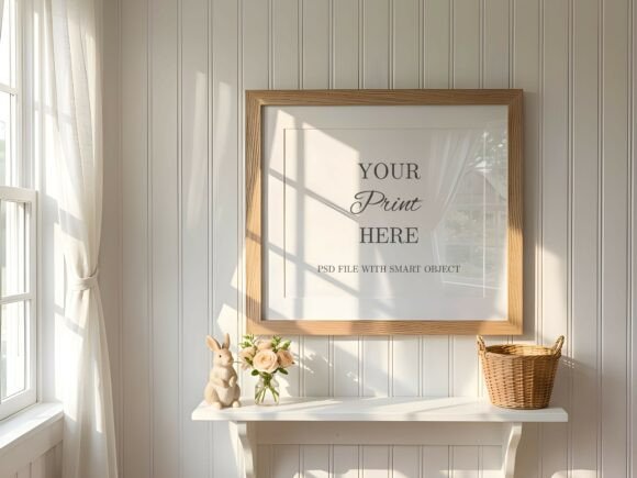 Download White Shelf Horizontal Frame Mockup PSD - Frame mockup Collection