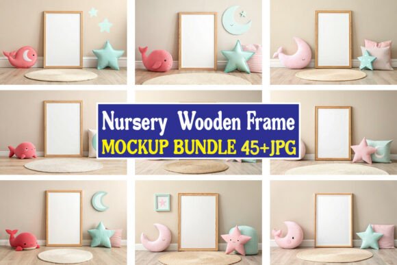 Download Nursery Wooden Frame Mockup Bundle 04 - Frame mockup Collection