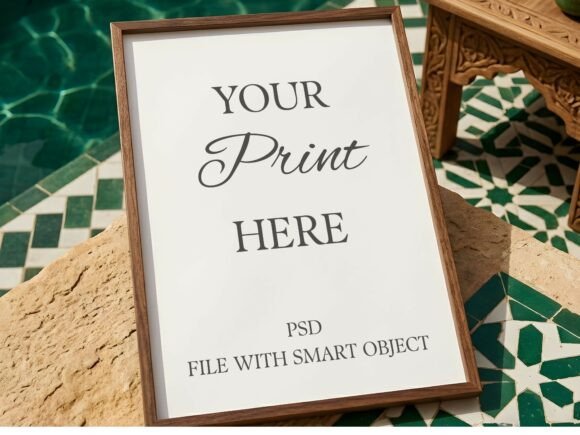 Download Walnut Frame Mockup Moroccan Pool Mosaic - Frame mockup Collection