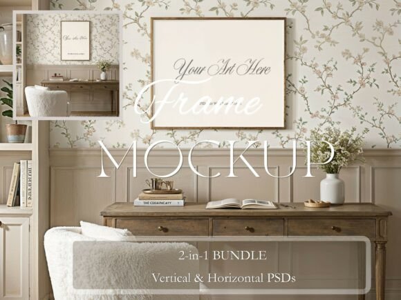 Download Gold Frame Mockup 2 PSD French Country - Frame mockup Collection