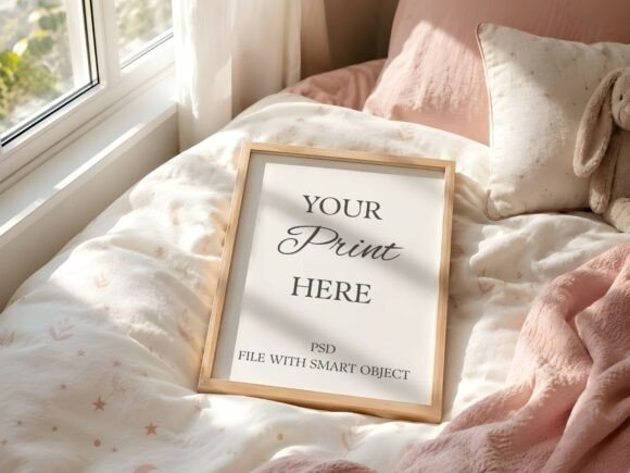 Download Cozy Nursery Bed Frame Mockup - Frame mockup Collection