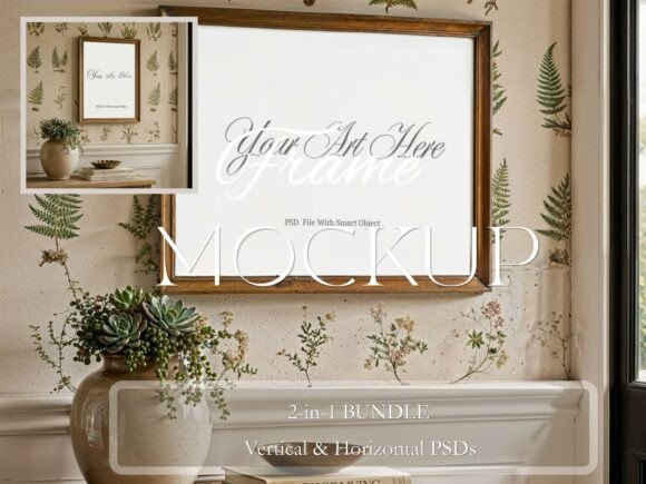 Download Brown Frame Mockup PSD 2 Pack Botanical - Frame mockup Collection