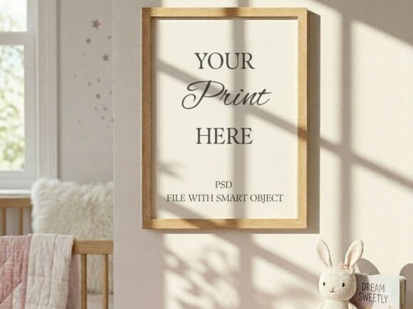 Download Nursery Wall Frame Mockup Pink Dresser - Frame mockup Collection
