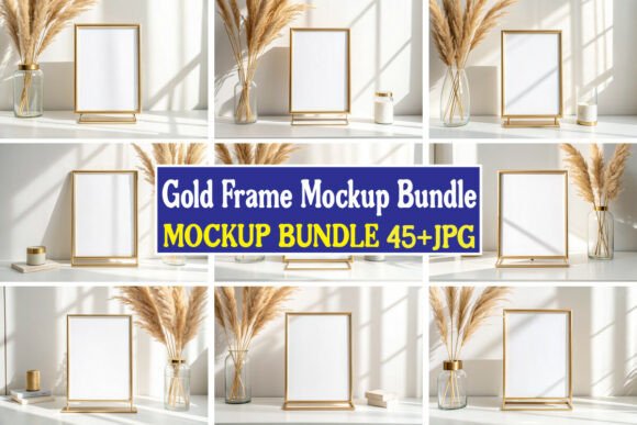 Download Gold Frame Mockup Bundle 04 - Frame mockup Collection