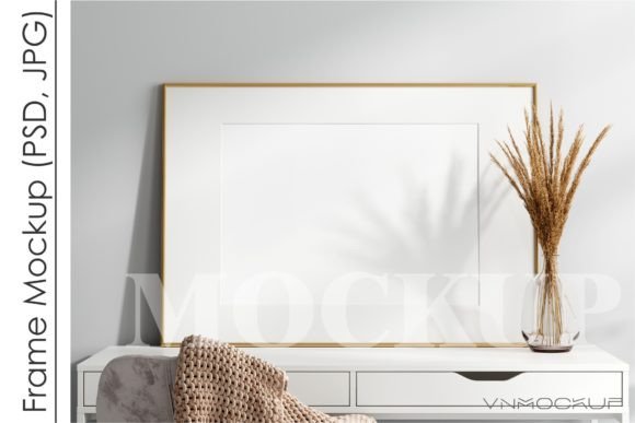 Download Horizontal Frame Mockup in Work Space - Frame mockup Collection