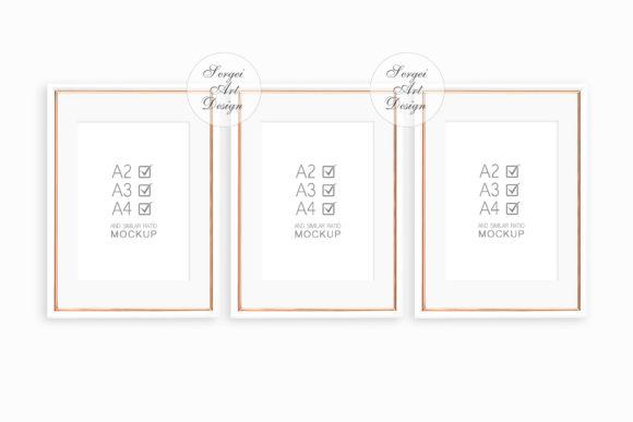 Download 3 Rose Gold and White A4 Frame Mockup - Frame mockup Collection