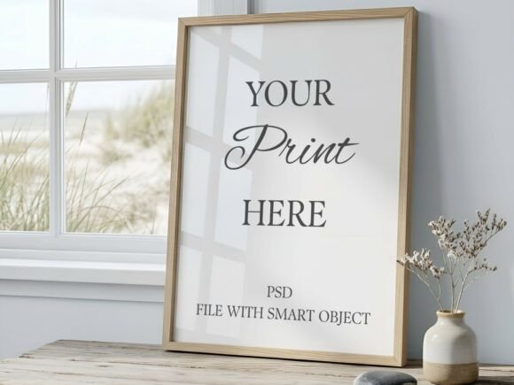 Download Coastal Poster Frame Mockup Beach View - Frame mockup Collection
