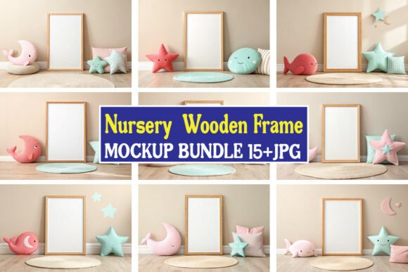 Download Nursery Wooden Frame Mockup Bundle 02 - Frame mockup Collection